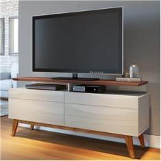 Imagem de Rack Classic 146cm 2 Gaveta Prateleira OffWhite Freijó Imcal