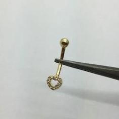 Imagem de Piercing Ouro 18k Umbigo Coraçao Vazado Todo Cravejado Com Pedras s Co254K080