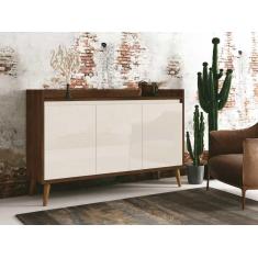 Imagem de Buffet Aparador Retrô Clássico 3 Portas Malbec Com Off White - Moveisaqui