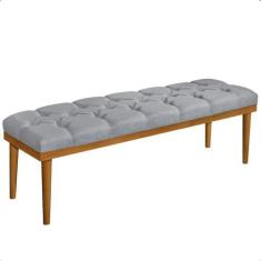 Imagem de Recamier Calçadeira Apolo Linho Cinza Solteiro 1,00M Base Madeira Pés