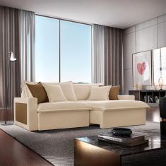 Imagem de Sofá Dallas Linho Dois Módulos De 120cm B15 Meu Sofá Online A294 Linho Creme