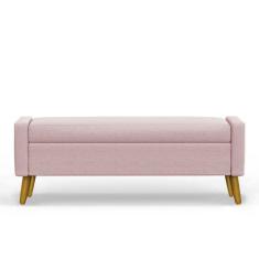 Imagem de Recamier Bau Londres 1,20m Suede Rosa Bebe - Clique Decor - Clique dec
