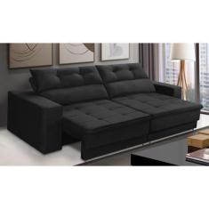 Imagem de Sofá Retrátil e Reclinável 3 lugares 2,10m com Molas Emily Suede Preto