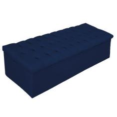 Imagem de Recamier Baú Estofada Mel 160 cm Queen Size Com Capitonê Suede Azul Ma