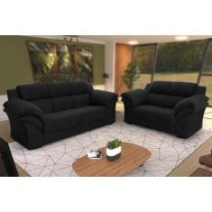 Imagem de Conjunto Sofá Windsor Velut Preto 3 E 2 Lugares 2,04M E 1,59M - King H