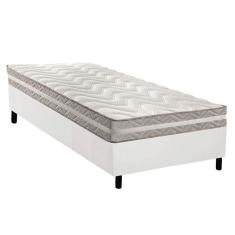 Imagem de Cama Box Solteiro: Colchão Espuma D33 Paropas D45/ Pro Sono Double Face Prata + Base CRC Courano White (88x188)