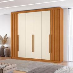 Imagem de Guarda Roupa Casal 6 Portas Ripado Grécia Conquista Móveis, Cinamomo/O