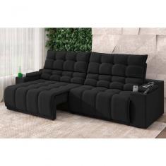 Imagem de Sofá Connect Premium 2,00m Assento Retrátil-reclinável Com Porta Copos E Entrada Usb Suede Preto