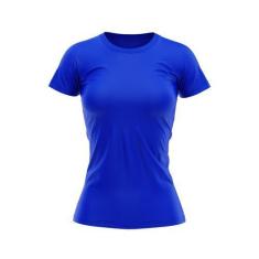 Imagem de Camiseta Babylook Feminina Lisa DryFit Uv Verão Azul Royal - Fantasia 
