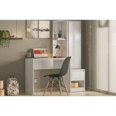 Imagem de Escrivaninha com Armário 1 Porta Morada 29800 Branco Demóbile - LBM SHOP