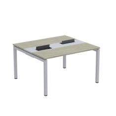 Imagem de Mesa Plataforma Dupla com Pé de Aço para Coworking 130x120 Pdc13/12/2p Nogueira Casablanca/Cinza