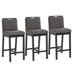 Imagem de Conjunto 3 Banquetas Madeira Maciça Dani Preto Tec Algodão