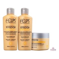 Imagem de Felps X Repair Shampoo Condicionador 2x250ml E Máscara 300g - Tratamento de Reparação Capilar Xrepair