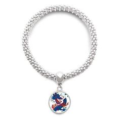 Imagem de DIYthinker Pulseira de prata com pingente de dragão chinês com estampa de nuvem de prata e corrente ajustável