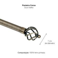 Imagem de Kit Varão Para Cortina Extensivo - 1,60 A 3,00m - Ponteira Coroa Ouro Velho