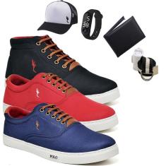 Imagem de Kit 3 Tênis Casual + Boné + Acessórios Macio Confortável-Masculino