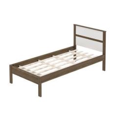 Imagem de Cama De Solteiro Madeira Cm8004 Nogal/Branco - Tecno Mobili