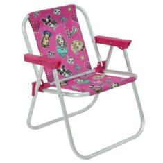 Imagem de Cadeira Infantil Praia Piscina Em Alumínio Leve Barbie Rosa - Belfix
