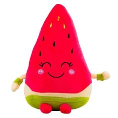 Imagem de Pelúcia Fatia Melancia Com Rosto Feliz Fofo 26cm
