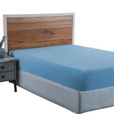 Imagem de Lençol De Cama Casal Com Elástico Premium Cama Box Percal 300 Fios 100