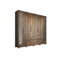 Imagem de Guarda Roupa Casal 8 Portas E 6 Gavetas C/ Pés E Espelho Master 8.6 De