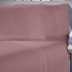 Imagem de Jogo De Cama Lençol Casal Queen Sofist Ponto Palito 400 Fios Toque Macio 03 Peças - Rosê
