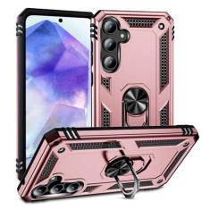 Imagem de SORAKA Capa para Samsung Galaxy A55 5G com suporte de anel capa armadura para Samsung Galaxy A55 5G capa traseira de policarbonato rígido com placa de metal para suporte magnético de telefone carro