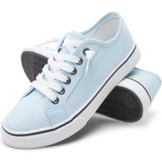 Imagem de Tênis feminino de lona, antiderrapante, casual, cadarço, lona, cano baixo, branco, mocassim para mulheres, moderno, preto, Azul, 40