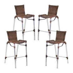 Imagem de Kit 4 Banquetas Fortaleza Em Alumínio Alta Edícula Cozinha E Balcao Argila