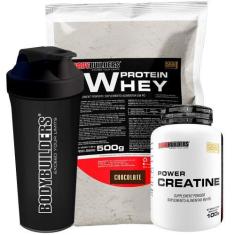 Imagem de Kit Whey Protein 500G + Power Creatina 100G + Coqueteleira - Bodybuild