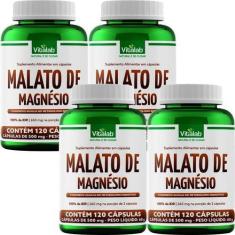 Imagem de Kit 4 Malato De Magnésio Vitalab 500Mg 120 Cápsulas