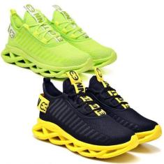 Imagem de Tênis Respiravel E Confortavel Feminino  -2 Pares Amarelo/Verde - Evol