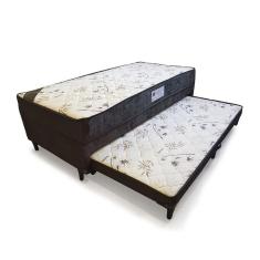 Imagem de Cama Solteiro C/ cama Auxiliar Ortopédica 88 x 188- Suede Marrom - Tampo Bambu Marrom
