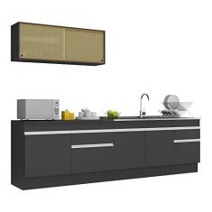 Imagem de Armário de Cozinha Compacta com Rodapé Veneza Multimóveis Mp2112.898 Preto/branco
