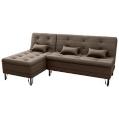Imagem de Sofá cama Com Chaise 3 lugares 2,00 mts Nice Matrix Marrom