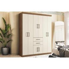 Imagem de Guarda Roupa Solteiro 8 Portas e 2 Gavetas Verona 8.2 jatoba/Areia - S