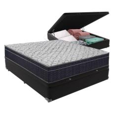 Imagem de Conjunto Viúvo Cama Bege Box Baú Colchão Firme Ortobom D45 Cor:preto