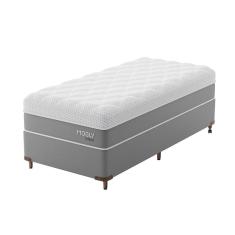 Imagem de Cama Box Solteirão com Colchão Sublime Mola Ensacada e Espuma Viscoelástica (32x96x203) Cinza e Branco
