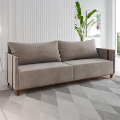 Imagem de Sofá 3 Lugares Living Linho Kaki Durango - Viero Móveis