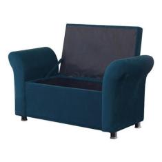 Imagem de Recamier Calçadeira Bau Egeo 186 X 51 Suede Azul Royal - Dominc Decor