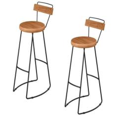 Imagem de Kit 2 Banquetas Altas Com Encosto Para Cozinha Estilo Industrial Aura 