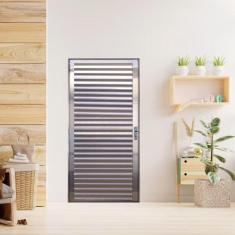 Imagem de Porta Palheta de Alumínio 210 X 90cm Linha 25 Lado Esquerdo Esquadrias Bergame Brilhante