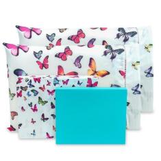 Imagem de Lençol King 4 Peças Estampado Fronhas C/ Ponto Palito Percal 180 Fios