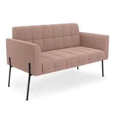 Imagem de Sofá Namoradeira 2 Lugares Pé Ferro Pto Elisa Bouclê Rosê D03 - D`Rossi