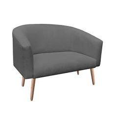 Imagem de Namoradeira Stella 02 Lugares Stella Linho Grafite A26 Pés Palito Natural - D'Rossi