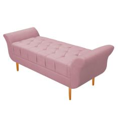 Imagem de Recamier Estofado Ari 160 cm Queen Size Suede Rosa Bebê - Amarena Móveis