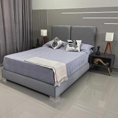 Imagem de Cama Box Luxo Com Cabeceira Módena Linho Cinza rbl Queen 1,60 X 2,00