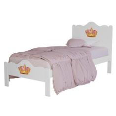 Imagem de Cama Nina Solteiro Branca Com Coroa 100% Mdf Envio Rápido - Home A.S