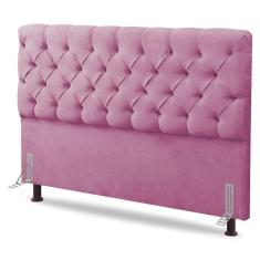 Imagem de Cabeceira Cama Box Casal King Size Lylla 195cm Capitonê Com Frame Suede Rosa - Desk Design