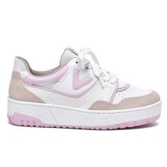 Imagem de Tênis Casual Feminino Aveia Branco Rosa Via Marte 23-13102-06-Feminino